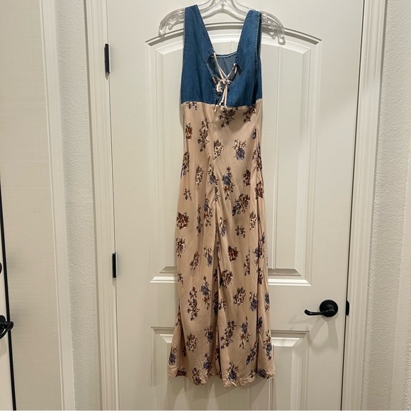 Denim Floral Maxi Dress S Cottagecore Y2K - Picture 5 of 8